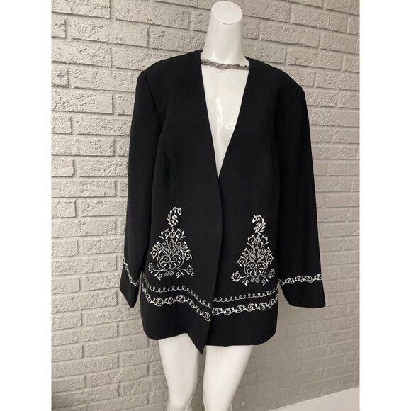 Maxie Klein Women Collection’s Embellished / Embroidered Black Blazer Size 18W - Picture 1 of 10